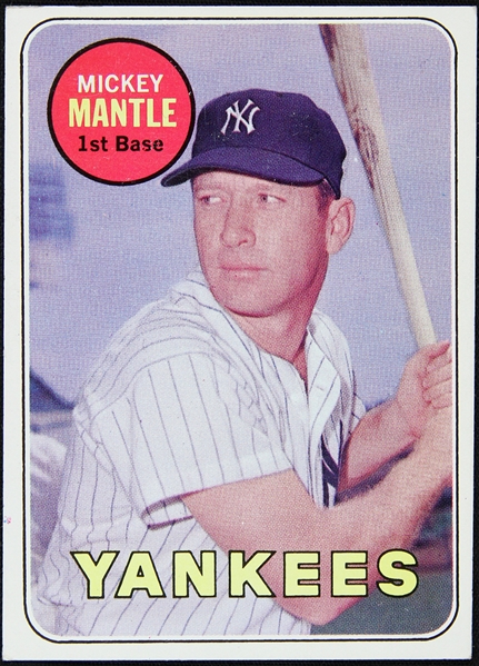 1969 Mickey Mantle New York Yankees Topps Trading Card