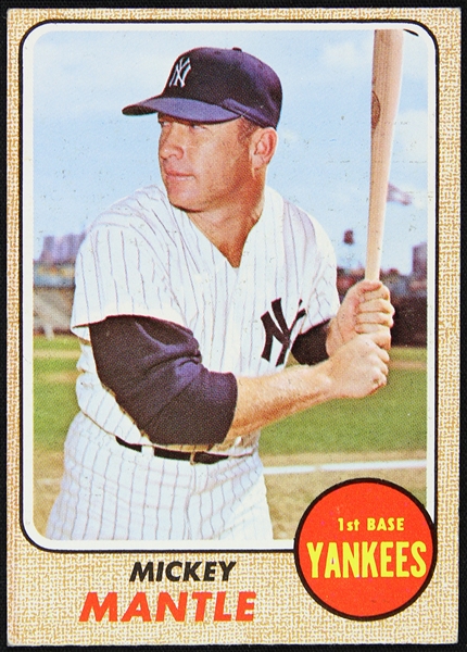 1968 Mickey Mantle New York Yankees Topps Trading Card 
