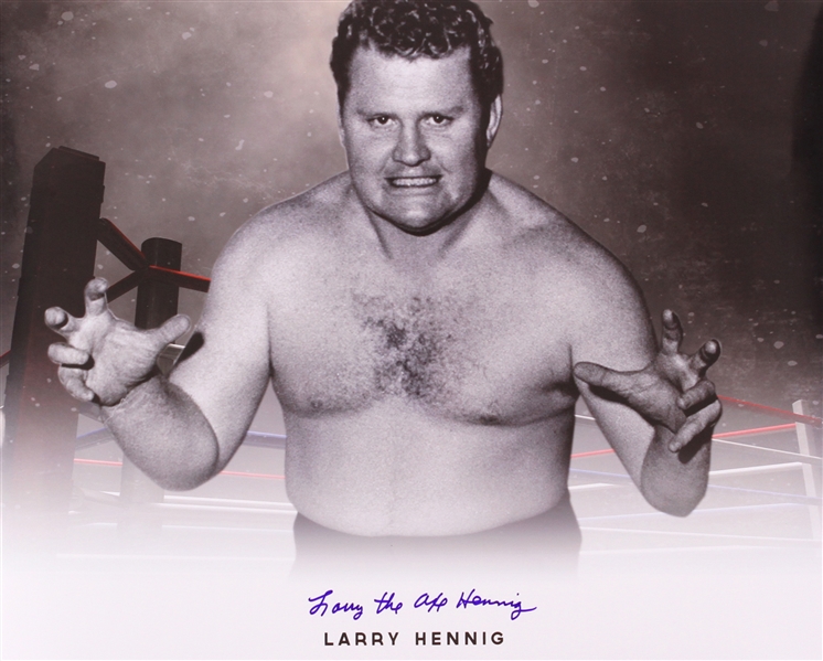 Larry ‘The Axe’ Hennig Wrestling Legend Signed LE 16x20 B&W Photo (JSA)