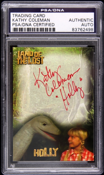 1974-1977 Land of the Lost Kathy Coleman (with dinosaur) Signed LE Trading Card (PSA/DNA Slabbed)