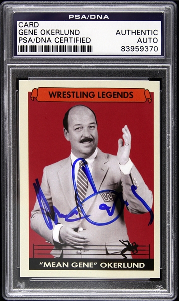 Gene Okerlund WWF Announcer Signed LE Trading Card (PSA/DNA Slabbed)