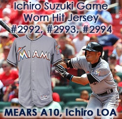 2016 (July 17) Ichiro Suzuki Miami Marlins Signed Game Worn Road Jersey (MEARS A10/JSA/MLB Hologram) Career MLB Hits 2992, 2993 & 2994