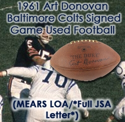 1961 Art Donovan Baltimore Colts Signed ONFL Rozelle Game Used Football (MEARS LOA/*Full JSA Letter*)