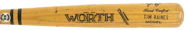 1983-88 Tim Raines Montreal Expos Signed Worth Professional Model Game Used Bat (MEARS A10/JSA)