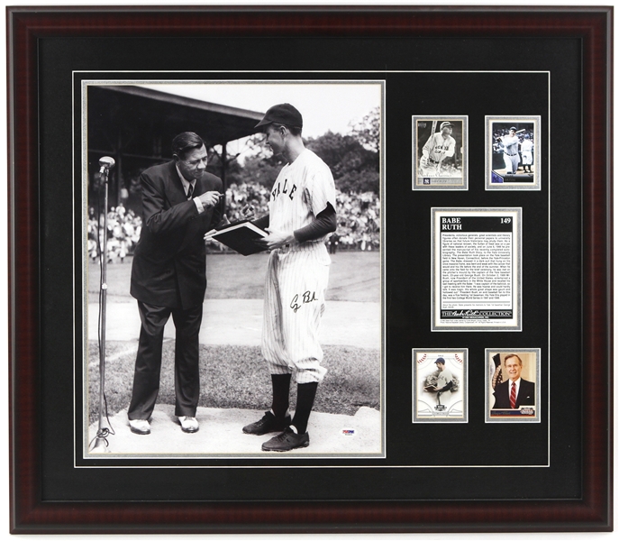1992 George HW Bush 41st President of the United States 28" x 32" Framed Babe Ruth Display w/ Signed Photo (PSA/DNA)