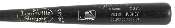 2000 Butch Huskey Colorado Rockies Signed Louisville Slugger Professional Model Game Used Bat (MEARS LOA/JSA)