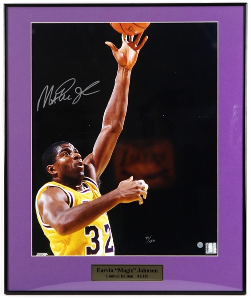 2000s Magic Johnson Los Angeles Lakers Signed 20" x 24" Framed Photo (JSA) 41/150