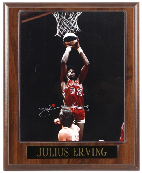 1990s Julius "Dr. J" Erving Virginia Squires 11" x 13" Plaque w/ Signed Photo (JSA)
