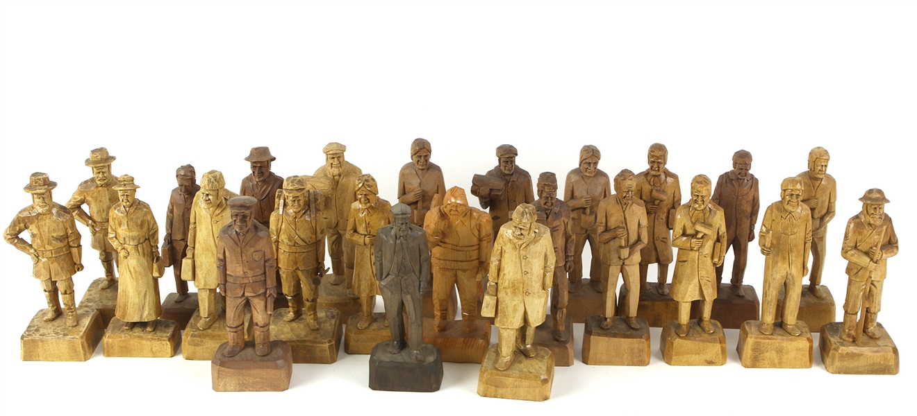 1940s-50s RA Struck Carved Wooden Figure Collection - Lot of 26 