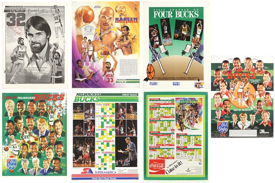 1980s Milwaukee Bucks Kareem Abdul Jabbar Poster Collection - Lot of 7 