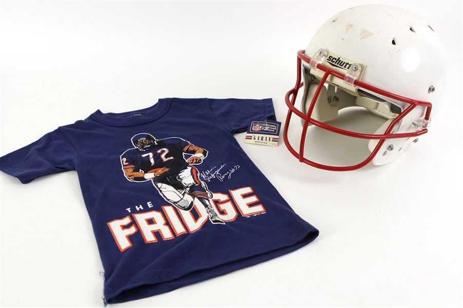 1980s-2000s Football Memorabilia Collection - Lot of 26 w/ Signed Photos, Fridge Perry Youth T-Shirt, Posters & More (JSA)