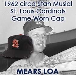 1962 circa Stan Musial St. Louis Cardinals Game Worn Cap (MEARS LOA)