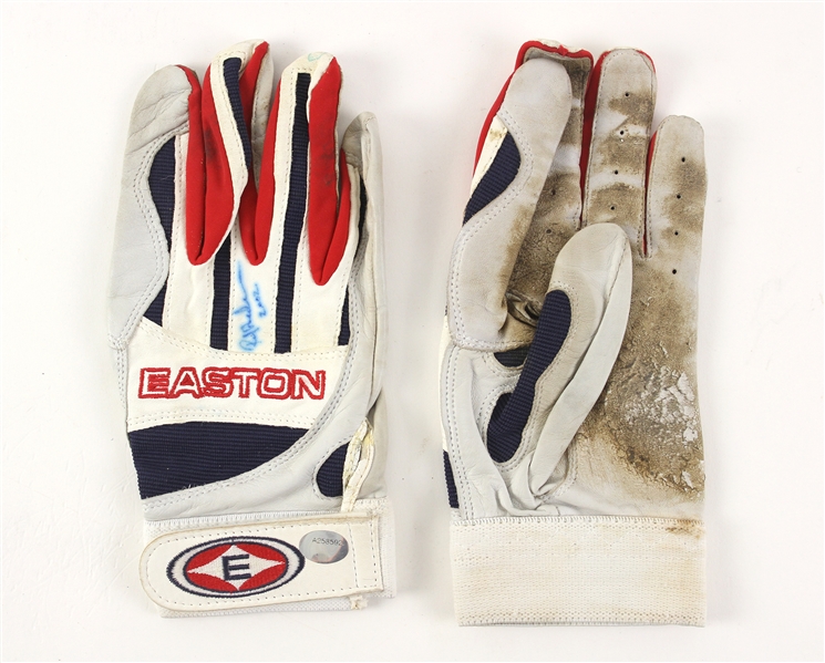 2002 Rickey Henderson Boston Red Sox Signed Game Worn Batting Gloves (MEARS LOA/JSA/Player COA)