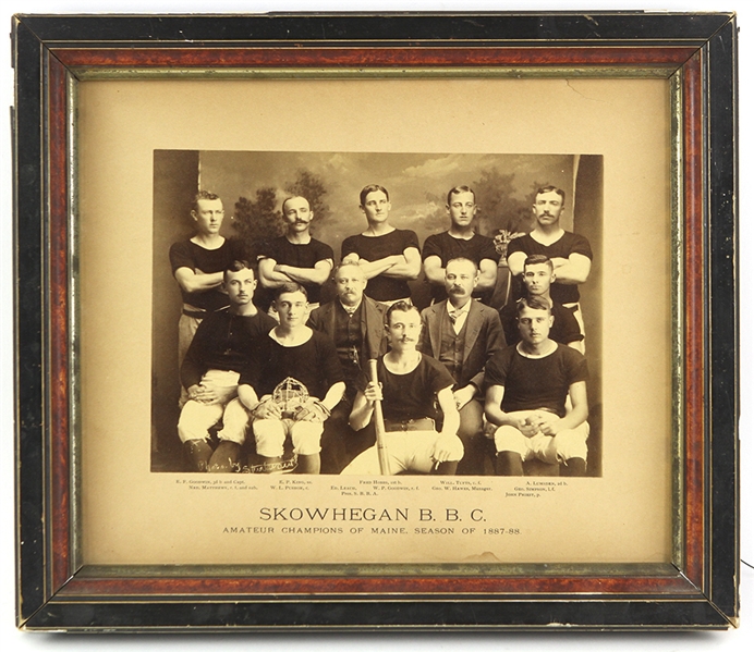 1887-88 Skowhegan BBC Amateur Champions of Maine 12" x 14" Framed Photo 