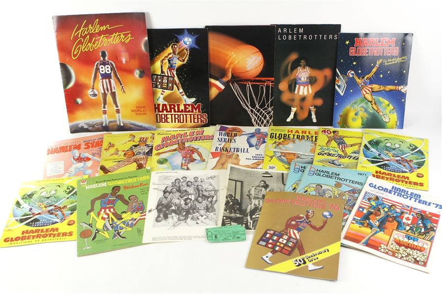 1950s-90s Harlem Globetrotters Memorabilia Collection - Lot of 32 w/ Programs, Tickets, Photos & More