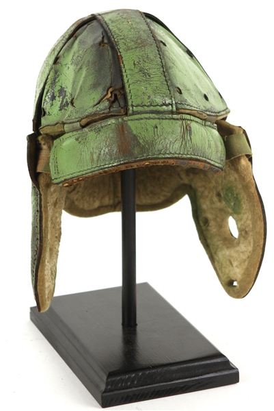 1920s Green Team Leather Football Helmet