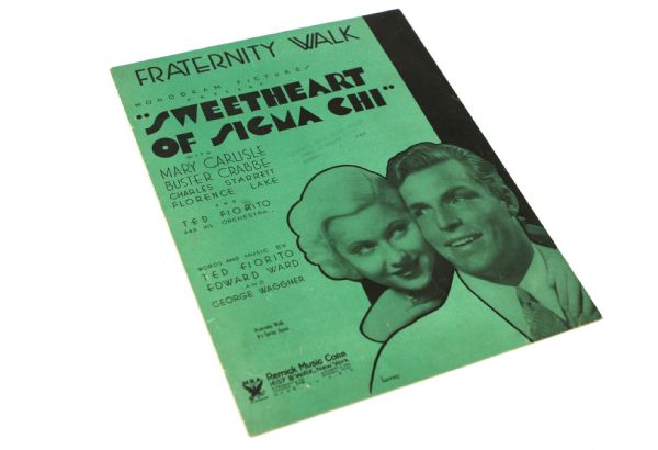 1933 Fraternity Walk Sweetheart of Sigma Chi with Mary Carlisle & Buster Crabbe 8.5”x11” Sheet Music