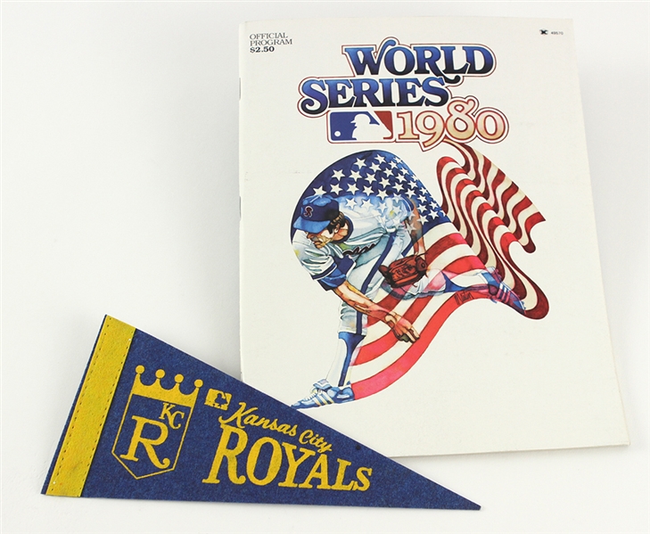 1980 Kansas City Royals World Series Program & 9" Mini Pennant- Lot of 2