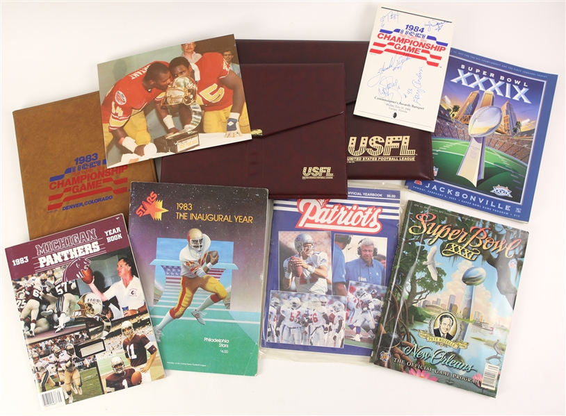 1983-2005 USFL NFL Memorabilia Collection - Lot of 9 w/ USFL Programs, Super Bowl Programs & More
