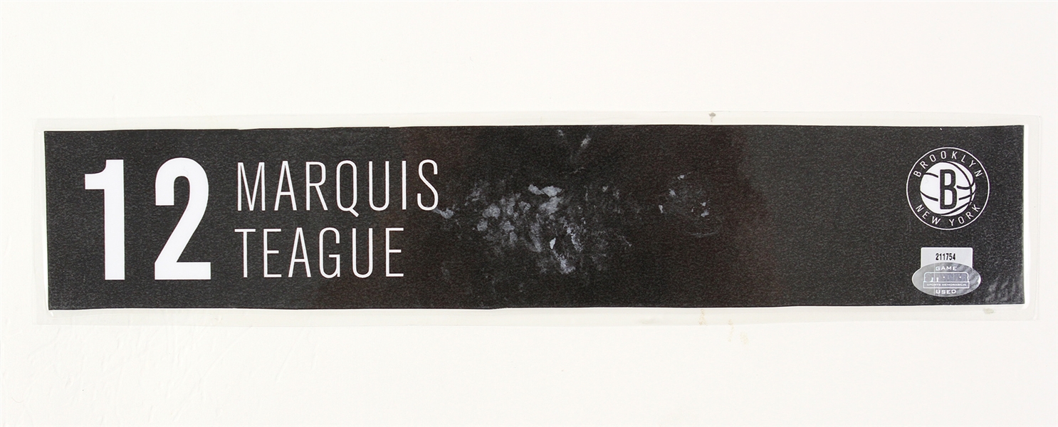2013-14 Marquis Teague Brooklyn Nets Locker Room Nameplate (MEARS LOA/Steiner)