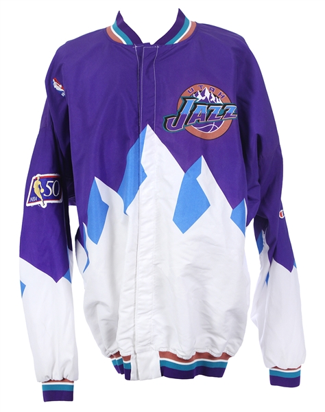 1996-97 Karl Malone Utah Jazz Warmup Jacket w/ NBA50 Patch (MEARS LOA)