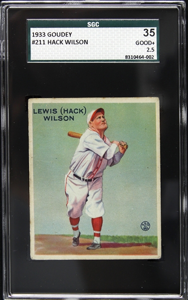 1933 Hack Wilson Goudey #211 Card (SGC 35)