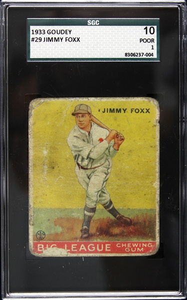 1933 Jimmy Foxx Goudey #29 Card (SGC 10)