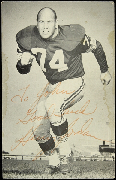 1960s Henry Jordan Green Bay Packers 3.5” x 5.5” B&W Card (JSA)