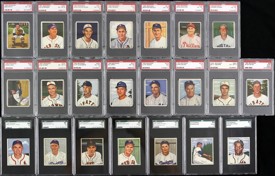 1950 Bowman Baseball Trading Card Collection - Lot of 22 PSA & SGC Slabbed w/ Hank Bauer, Ken Keltner, Sam Jethroe, Ed Lopat & More