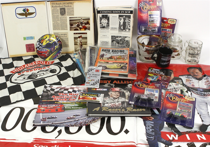 1940s-2000s Automobile Racing Memorabilia Collection - Lot of 700 w/ Indy 500 Programs, Sponsor Photos, Glasses/Mugs, Posters, Signed Items & More 