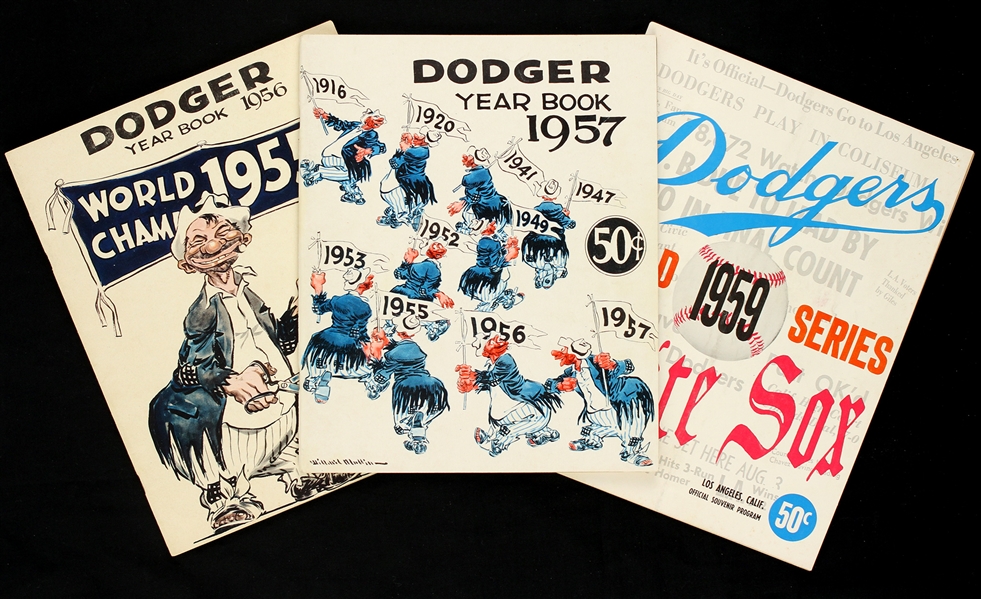 1955, 1957, 1959 Brooklyn Dodgers World Series Program Collection (3)