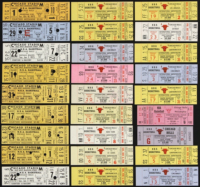 1966-1973 Chicago Bulls Full Ticket Collection (Lot of 73)