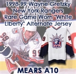 1998-1999 Wayne Gretzky New York Rangers White Liberty Alternate Charity Jersey (New York Islanders LOA)