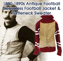 1880-1890s Football Sleeveless Football Jacket Vest & Turtleneck Sweater
