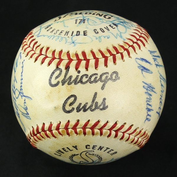 1960 Chicago Cubs Team Signed Baseball w/ 26 Signatures Including Ernie Banks, Ron Santo, Lou Boudreau & More (JSA)