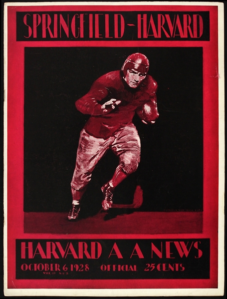 1928 Springfield College Harvard University Harvard AA News Football Program