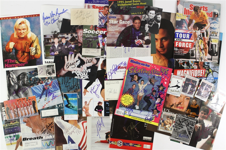 1980s-90s Olympic Signed Magazine & Photo Collection - Lot of 42 w/ Mary Lou Retton, Greg LeMond, Greg Louganis, Dan Gable & More (JSA)