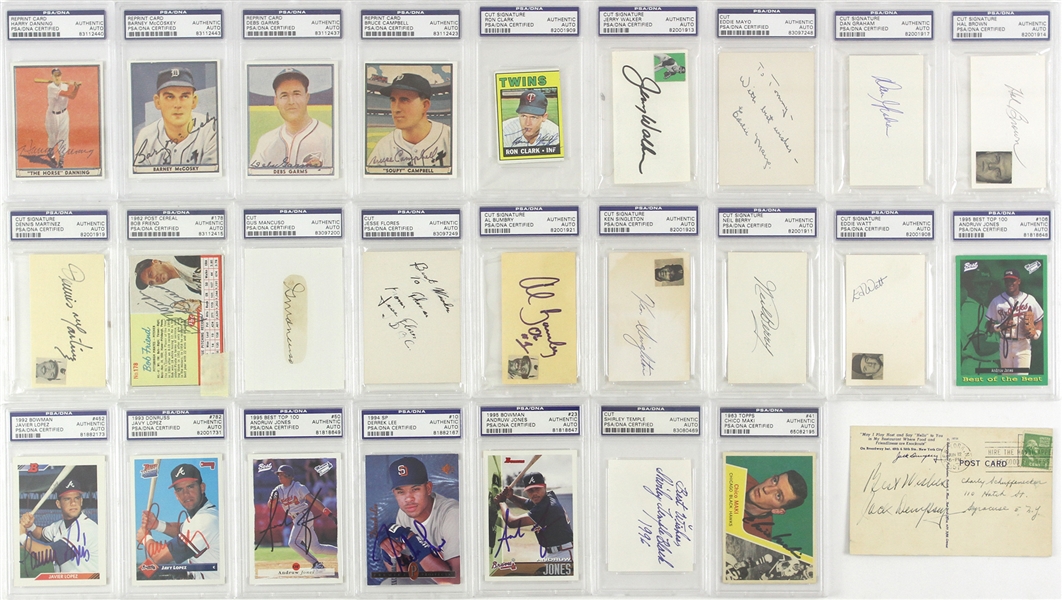 1960s-2000s Signed Trading Cards Index Cards Cuts & More - Lot of 131 w/ Sandy Koufax, Hank Aaron, Joe Namath, Al McGuire & More (JSA)