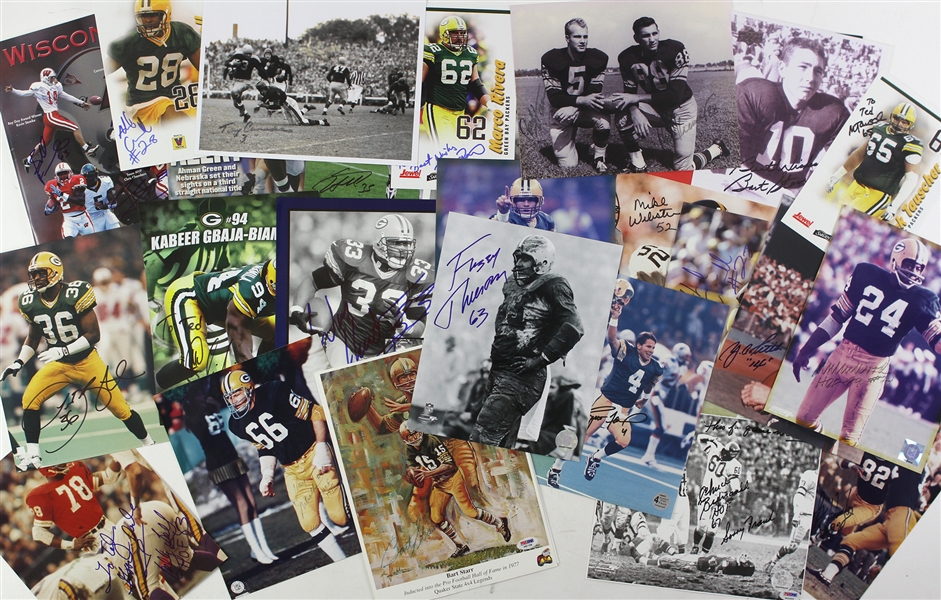 1980s-2000s Football Signed Trading Card & Photo Collection - Lot of 250+ w/ Bart Starr, Brett Favre, Bob Lilly, Joe Theismann & More 