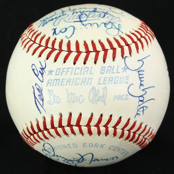 1980 Seattle Mariners Team Signed OAL MacPhail Baseball w/ 19 Signatures Including Vada Pinson, Mario Mendoza, Floyd Bannister & More (JSA)