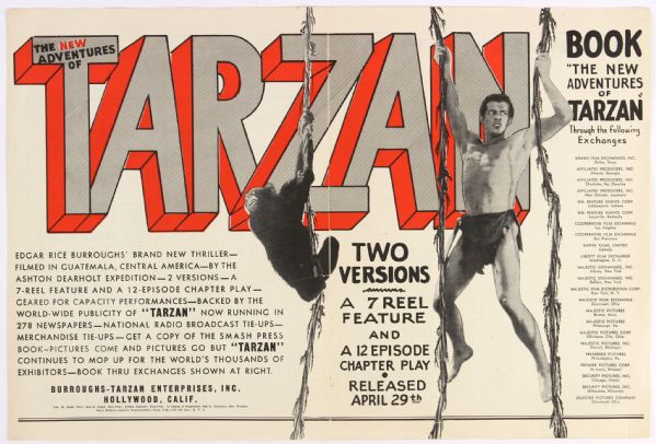 1935 New Adventures of Tarzan 12" x 18" Magazine Advertisement