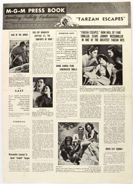 1954 Tarzan Escapes Johnny Weissmuller 12" x 17" MGM Press Book