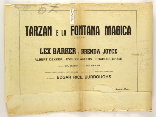 1949 Tarzans Magic Fountain Lex Barker 19" x 26" Italian Language Movie Poster Collection - Lot of 8