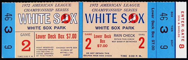 1972 American League Championship Chicago White Sox Full Phantom Ticket