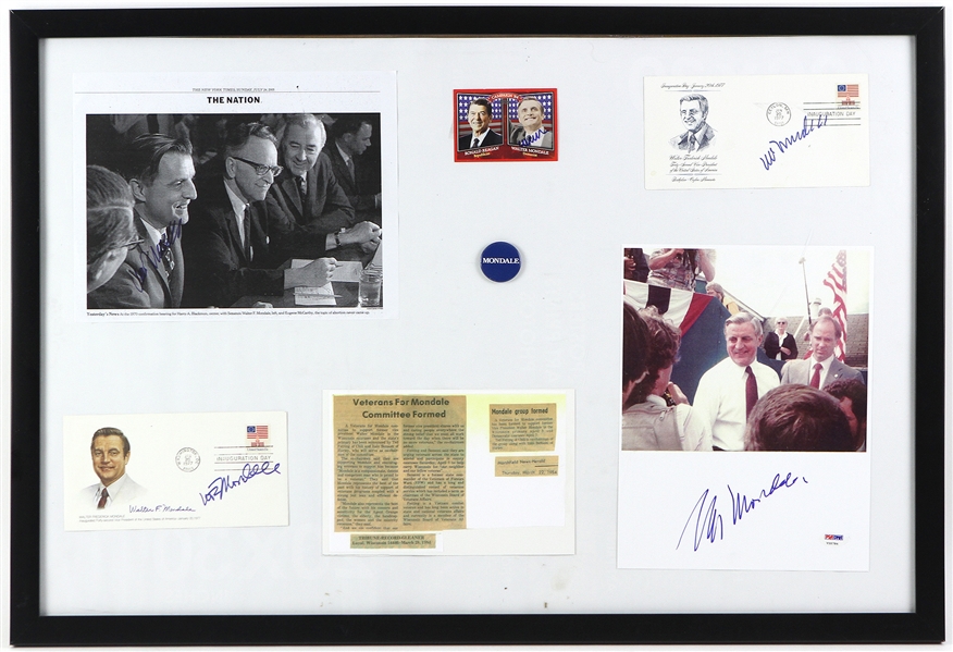 1970s-80s Walter Mondale 42nd Vice President of the United States 22" x 32" Framed Display w/ Signed Photo, First Day Envelopes & More (JSA)
