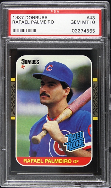 1987 Rafael Palmeiro Chicago Cubs Donruss #43 Rookie Card (PSA Gem MT 10)