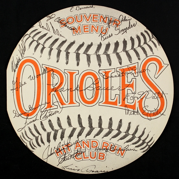 1965 Baltimore Orioles 2-Page Fold Open Souvenir “Hit and Run Club” Menu