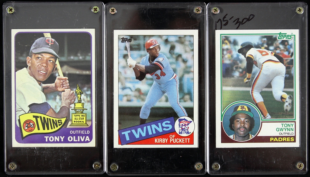 1965-85 Tony Oliva Tony Gwynn Kirby Puckett Topps Baseball Trading Cards - Lot of 3