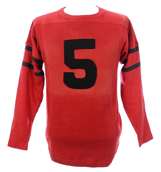 1930s Red #5 Game Worn Football Jersey (MEARS LOA)