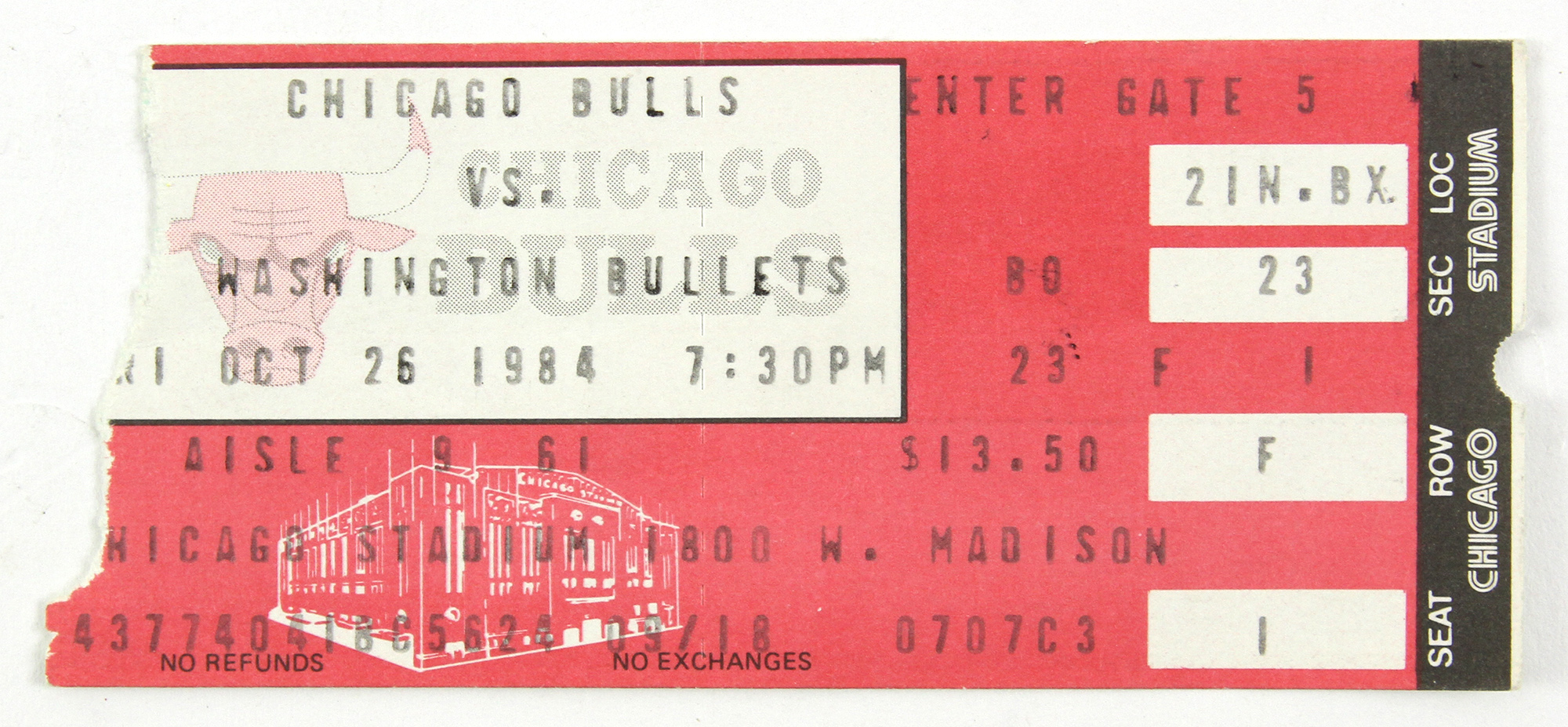 Lot Detail 1984 (October 26) Michael Jordan's First Game Chicago